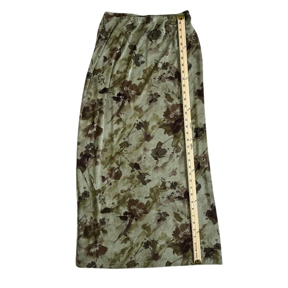 Y2K Maurices Olive Green Floral Abstract Maxi Skirt Size Medium Made in USA - Picture 8 of 9